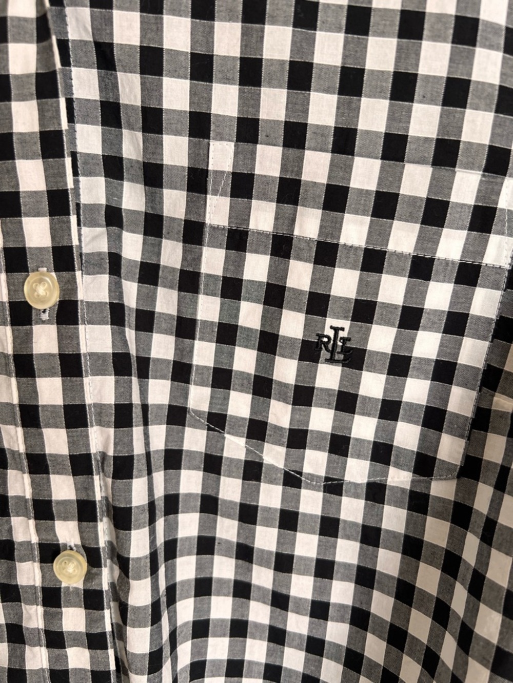 Ralph Lauren Sleeveless Gingham Tie-Front Shirt - Black & White - Picture 4 of 7